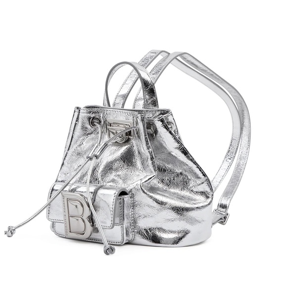 Brandon Blackwood Midori Bag- Cracked Metallic Silver Leather - Picture 6 of 8
